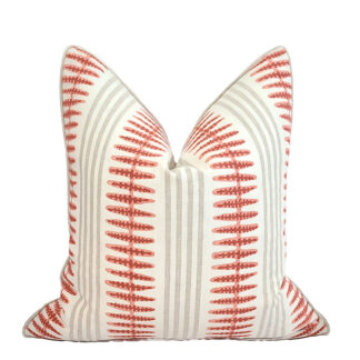 FERN STRIPE PILLOW IN CHILE RED