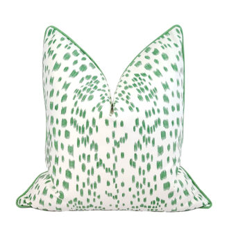 GREEN ON WHITE LES TOUCHES PILLOW