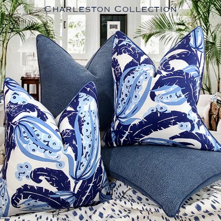 Charleston Collection Blu Bromeliad Pillow