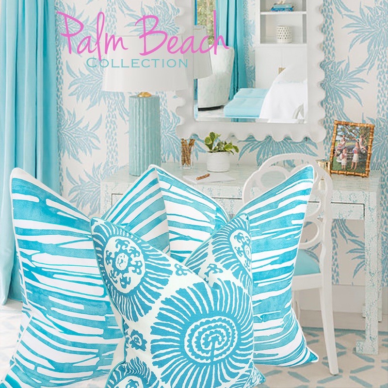 PALM BEACH COLLECTION CEREALIS CORAL PILLOW / CYAN